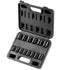 3/8" Drive Impact Socket Set, 14 Piece Shallow Socket Set Metric 7-20mm, 6 Point Cr-Mo Alloy Steel for Auto Repair, Easy-to-Read Size Markings, Rugged Construction, Includes Storage Case