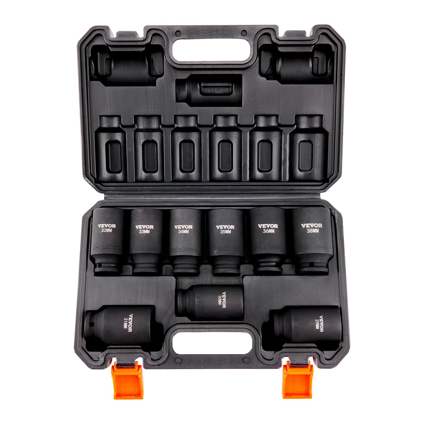 Impact Sockets Set 9pcs 6-Point 1/2in Metric Drive Bit Ratchet Tool Kit