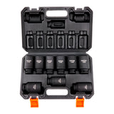 Impact Sockets Set 9pcs 6-Point 1/2in Metric Drive Bit Ratchet Tool Kit