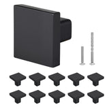 Cabinet Knobs, 10 Pack, 30 mm Black Zinc Alloy Drawer Pulls & Door Handles, Square Kitchen Solid Knobs Dresser Handles, Cupboard Hardware with Screws for Kitchen Bathroom Closet Cabinets Drawers