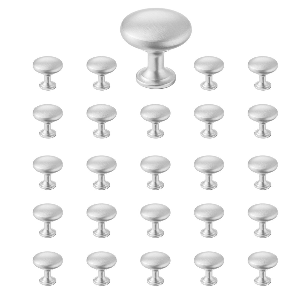Cabinet Knobs, 25 Pack, 28 mm Zinc Alloy Drawer Pulls Door Handles, Mushroom Kitchen Solid Knobs Dresser Handles, Cupboard Hardware with Screws for Bathroom Closet Cabinets Drawers, Nickel Color