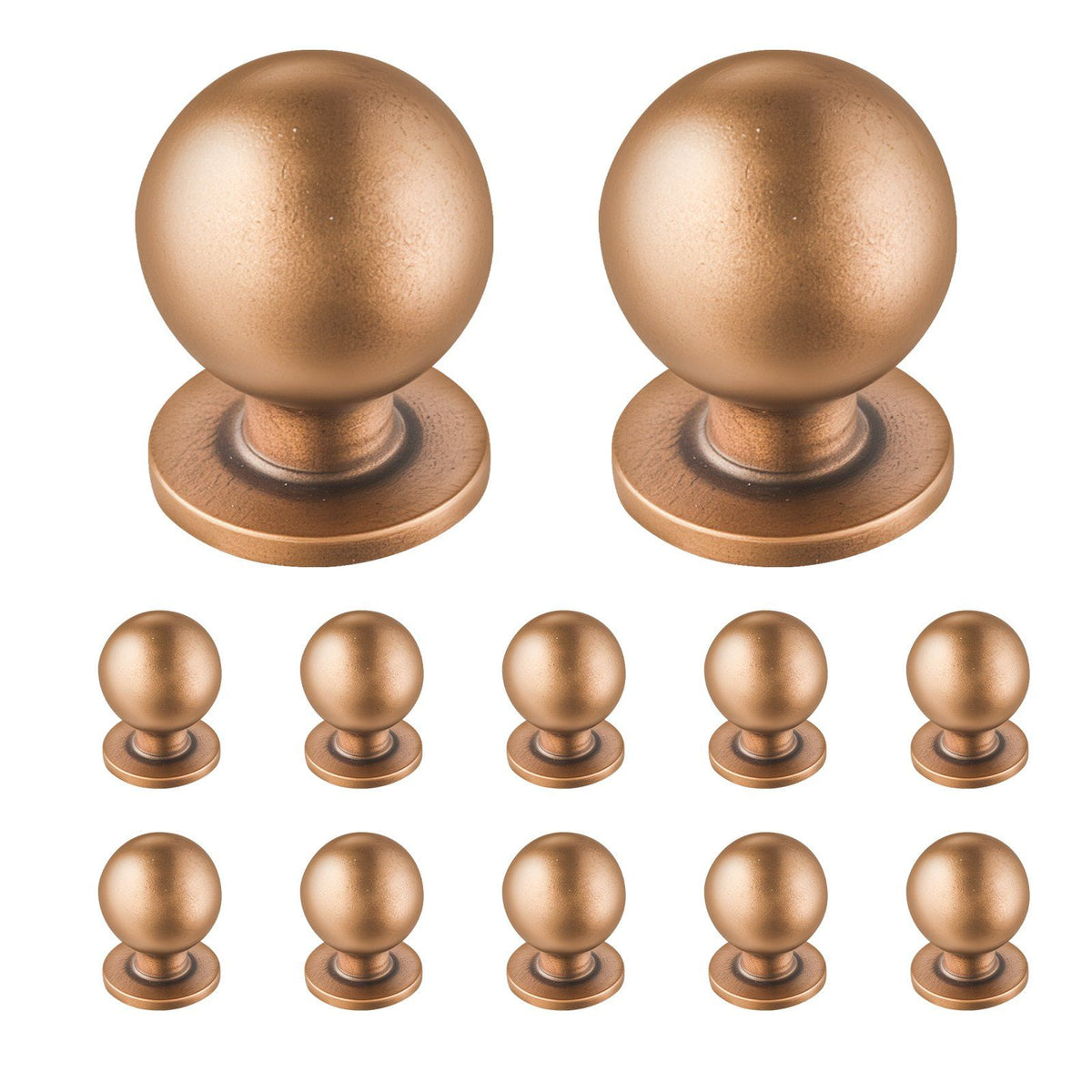 Cabinet Knobs, 12 Pack, 25 mm Zinc Alloy Drawer Pulls Door Handles, Round Kitchen Dresser Solid Knobs Cupboard Hardware with Screws for Bathroom Closet Cabinets Drawers, Antique Brass Color