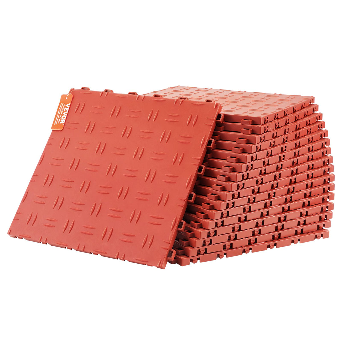 Garage Tiles Interlocking, 12 x 12 x 0.53 inch 25 Pack Garage Floor Covering Tiles, Non-Slip Double-Sided Texture Garage Flooring Tiles, for Garages, Basements, Repair Shops, Red