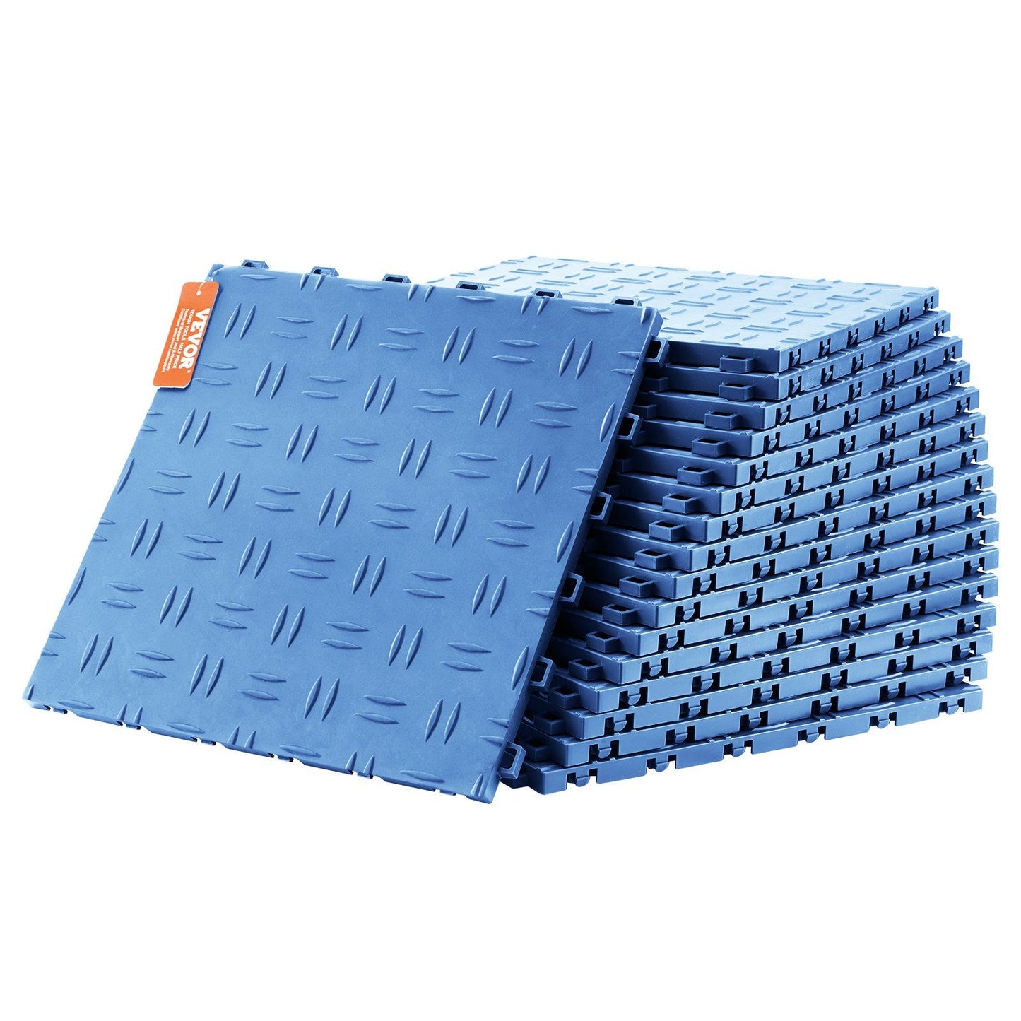 Garage Tiles Interlocking, 305 x 305 x 13.4 mm 50 Pack Garage Floor Covering Tiles, Non-Slip Double-Sided Texture Garage Flooring Tiles, for Garages, Basements, Repair Shops, Blue