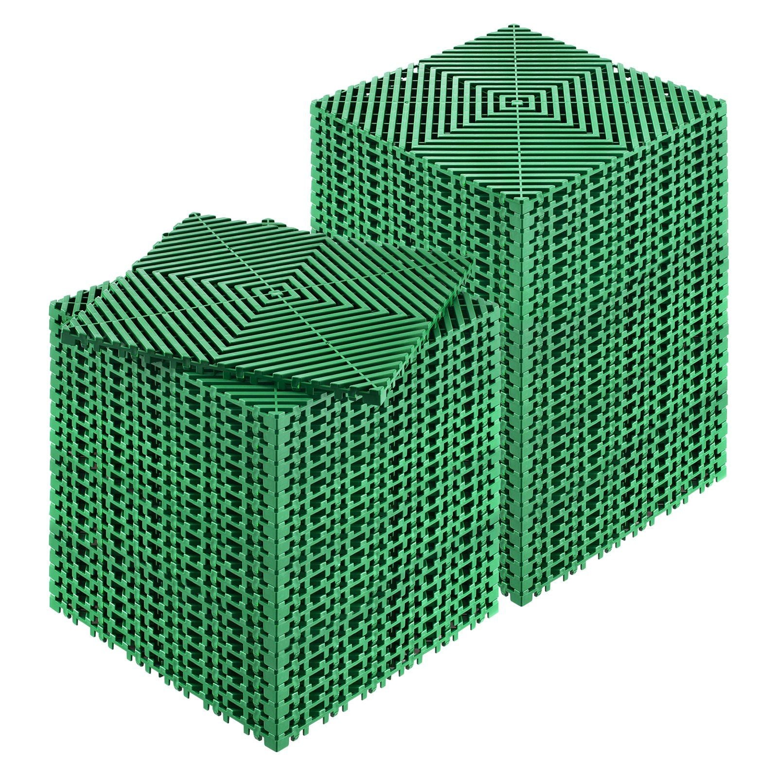 Interlocking Drainage Mat, 50 Pcs Modular Interlocking Cushion, 31 x 31 cm Splicing Drainage Mats, Non-Slip Green PP Drainage Floor Tile and Shower Mat, for Garage, Garden, Kitchen & Outdoor