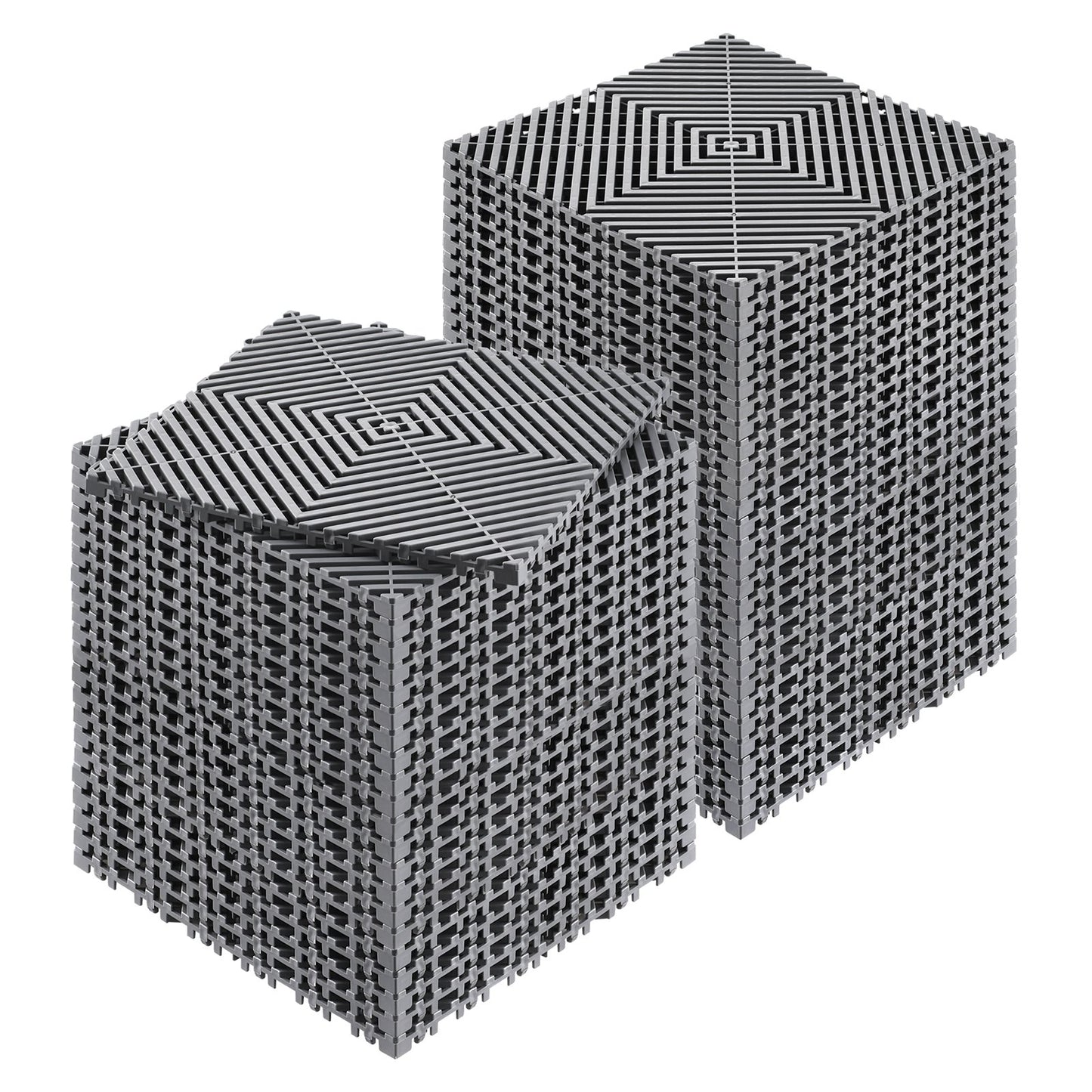 Interlocking Drainage Mat, 31 x 31 cm Modular Interlocking Cushion, 50 Pcs Splicing Drainage Mats, Non-Slip Gray PP Drainage Floor Tile and Shower Mat, for Garage, Garden, Kitchen & Outdoor