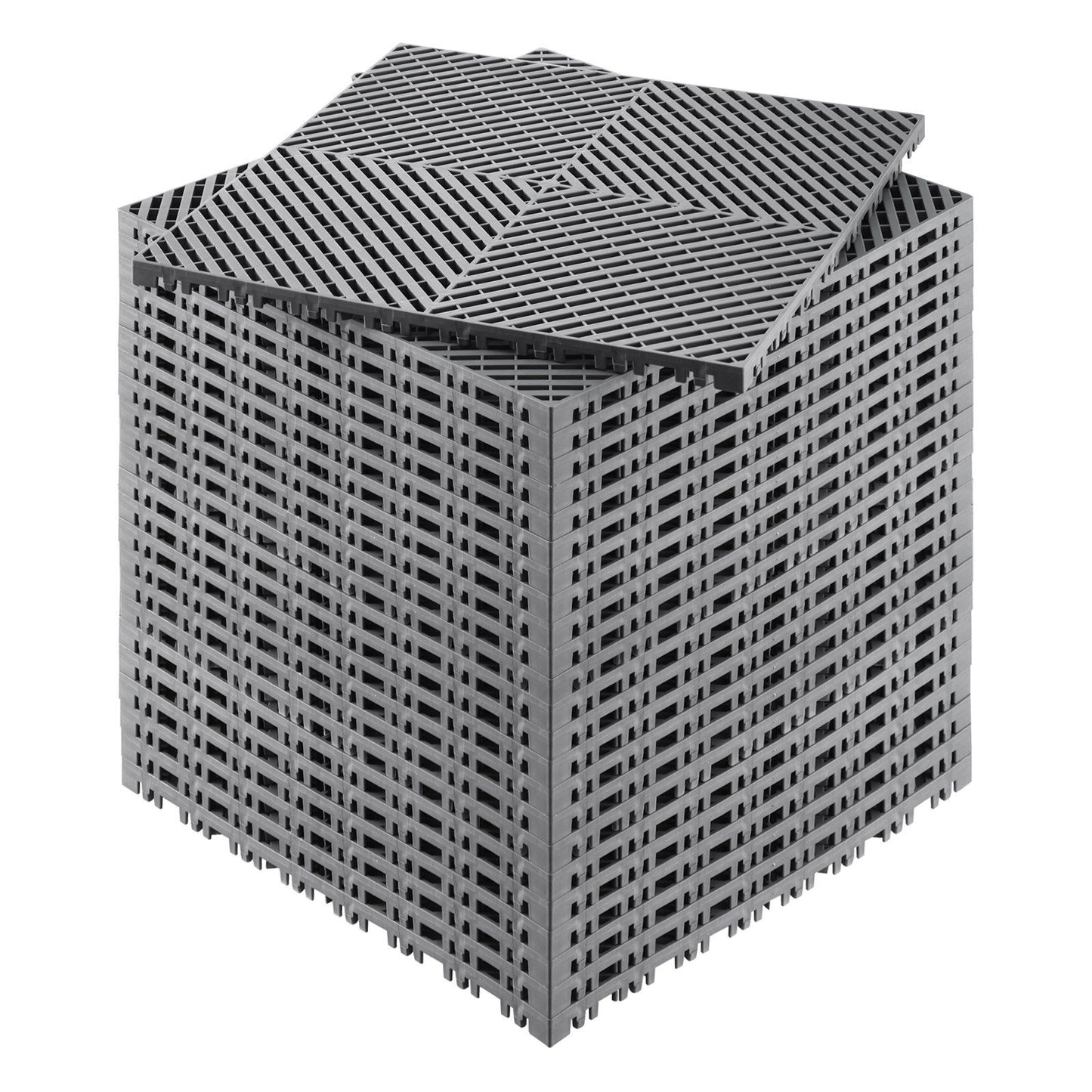 Interlocking Drainage Mat, 41.5 x 41.5 cm Modular Interlocking Cushion, 24 Pcs Splicing Drainage Mats, PP Non-Slip Drainage Floor Tile and Shower Mat, for Garage, Garden, Kitchen & Outdoor