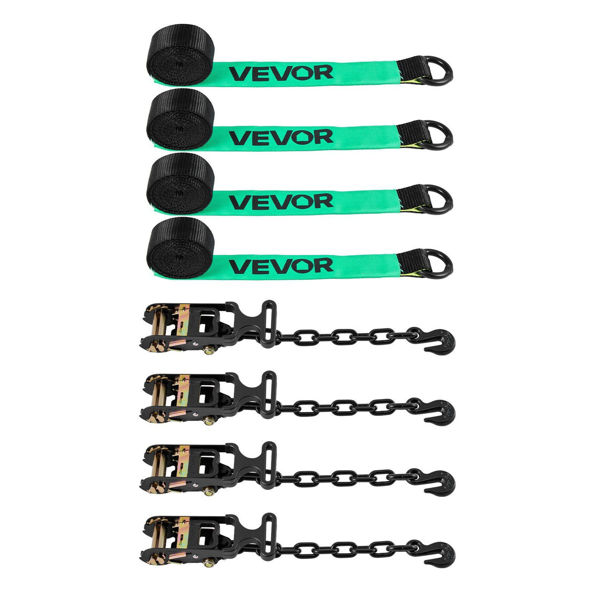 Wheel Chock Tie-Down Kit, Tire-Style Tow Dolly Strap, Car Tie Down Kit with Heavy-Duty Hook, Break Strength 4540 kg & Working Load 1512 kg Motorcycle Tie-Down System for ATV, SUV, Trailer