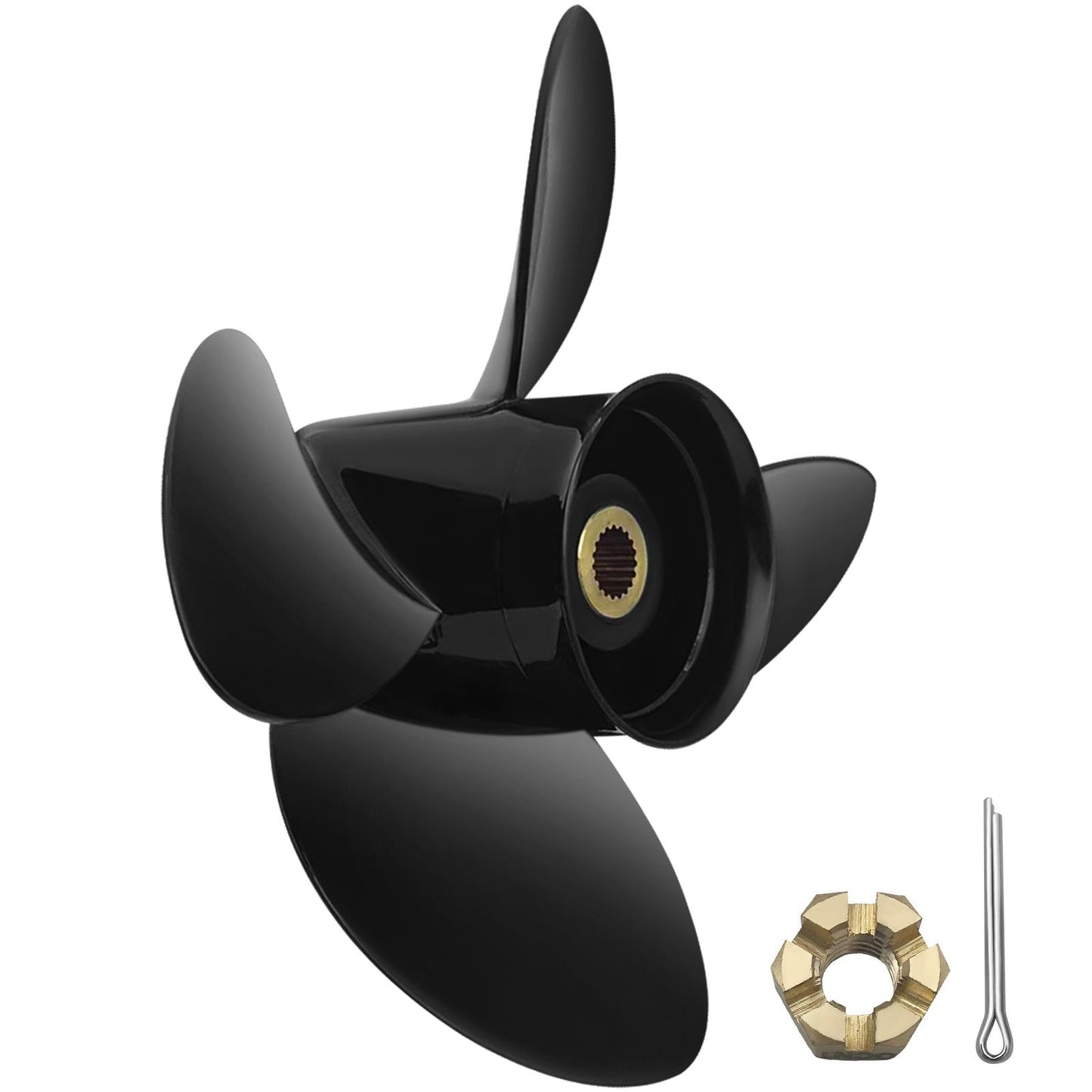 Outboard Propeller, Replace for OEM 3587522, 4-Blade 14 1/4\" x 19\" Pitch Aluminium Boat Propeller, Compatible with Volvo Penta SX Drive All Models, with 19 Tooth Splines, RH