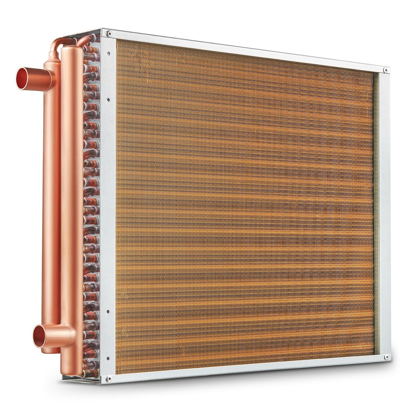 Heat Exchanger Water to Air, 18"x 20" with 3-Row 3/8" Copper Ports, 242 Aluminum Fins Heat Exchanger for Outdoor Wood Furnaces, Residential Heating and Cooling, and Forced Air Heating