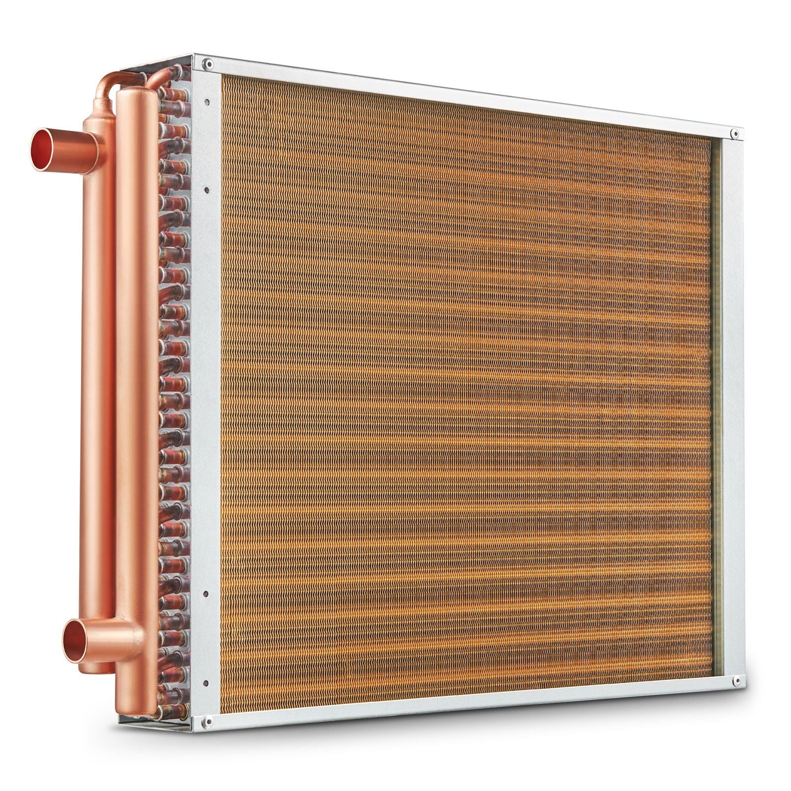 Heat Exchanger Water to Air, 18"x 20" with 3-Row 3/8" Copper Ports, 242 Aluminum Fins Heat Exchanger for Outdoor Wood Furnaces, Residential Heating and Cooling, and Forced Air Heating