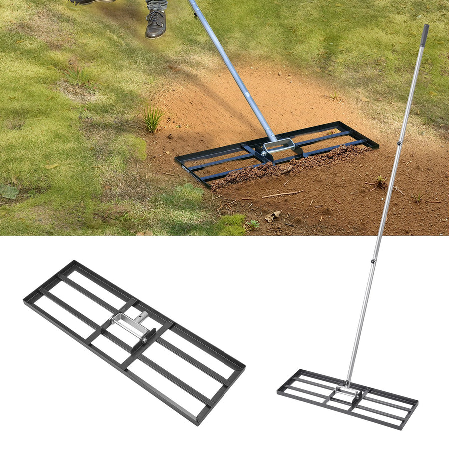 VEVOR 10x30in Lawn Leveling Rake 83.9 in Adjustable Handle for Yard Golf Court