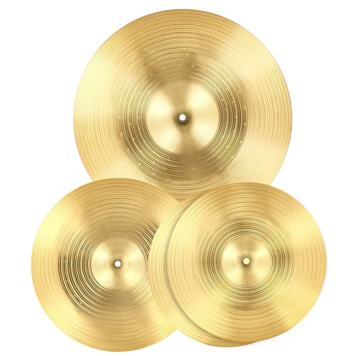 Cymbal Pack, 3 Pieces Cymbals for Drum Set, Alloy Cymbals Drum Set Includes 35.5 cm Hi-Hats, 40 cm Crash, 50.5 cm Ride, Drumsticks & Cymbal Bag, Alloy Cymbal Pack for Drummer, Bright Copper