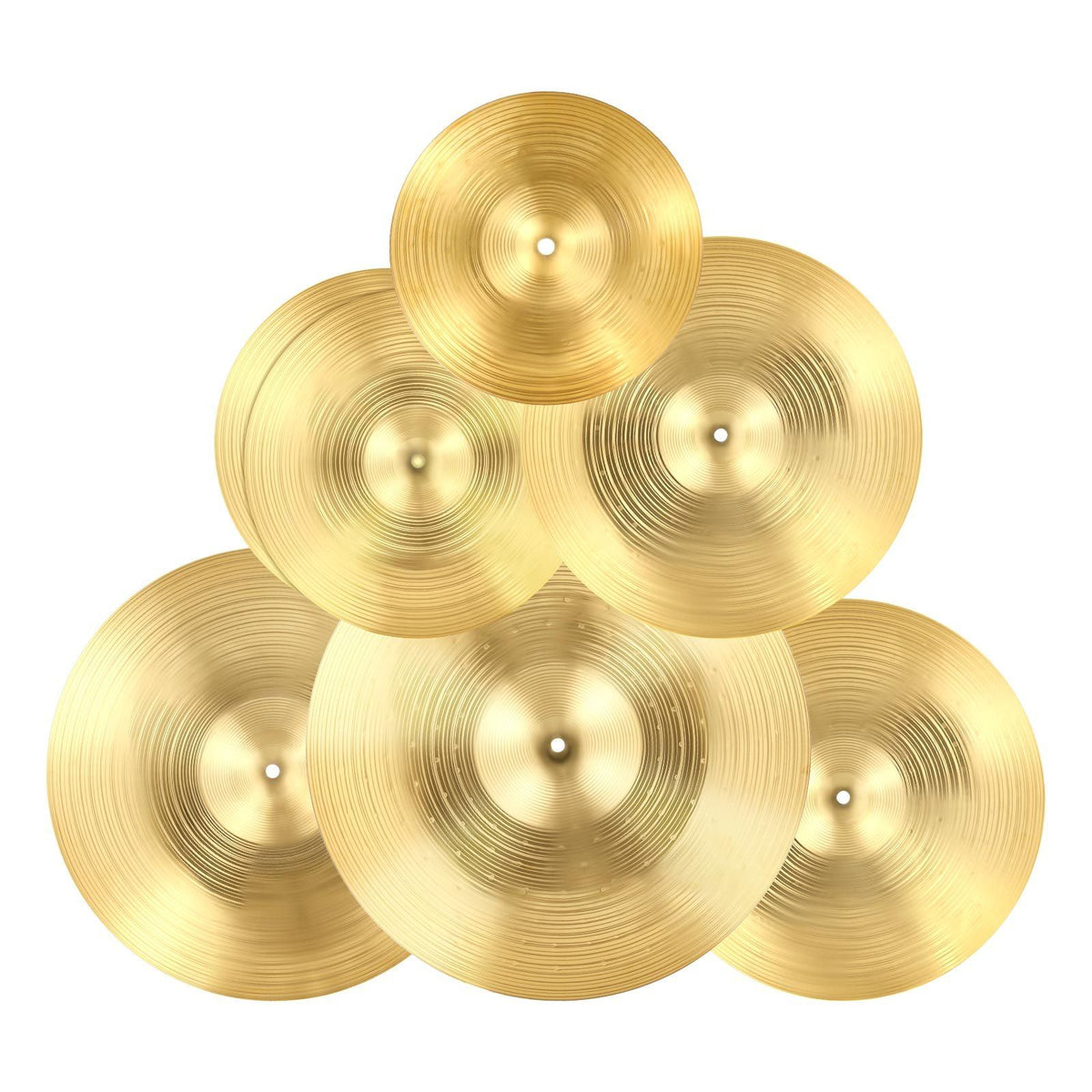 Cymbal Pack, 6 Pieces Cymbals for Drum Set, Alloy Cymbals Drum Set Includes 35.5 cm Hi-Hats, 40 cm Crash, 45.5 cm Crash, 50.5 cm Ride, 25.4 cm Splash, 40 cm China, Drumsticks & Cymbal Bag