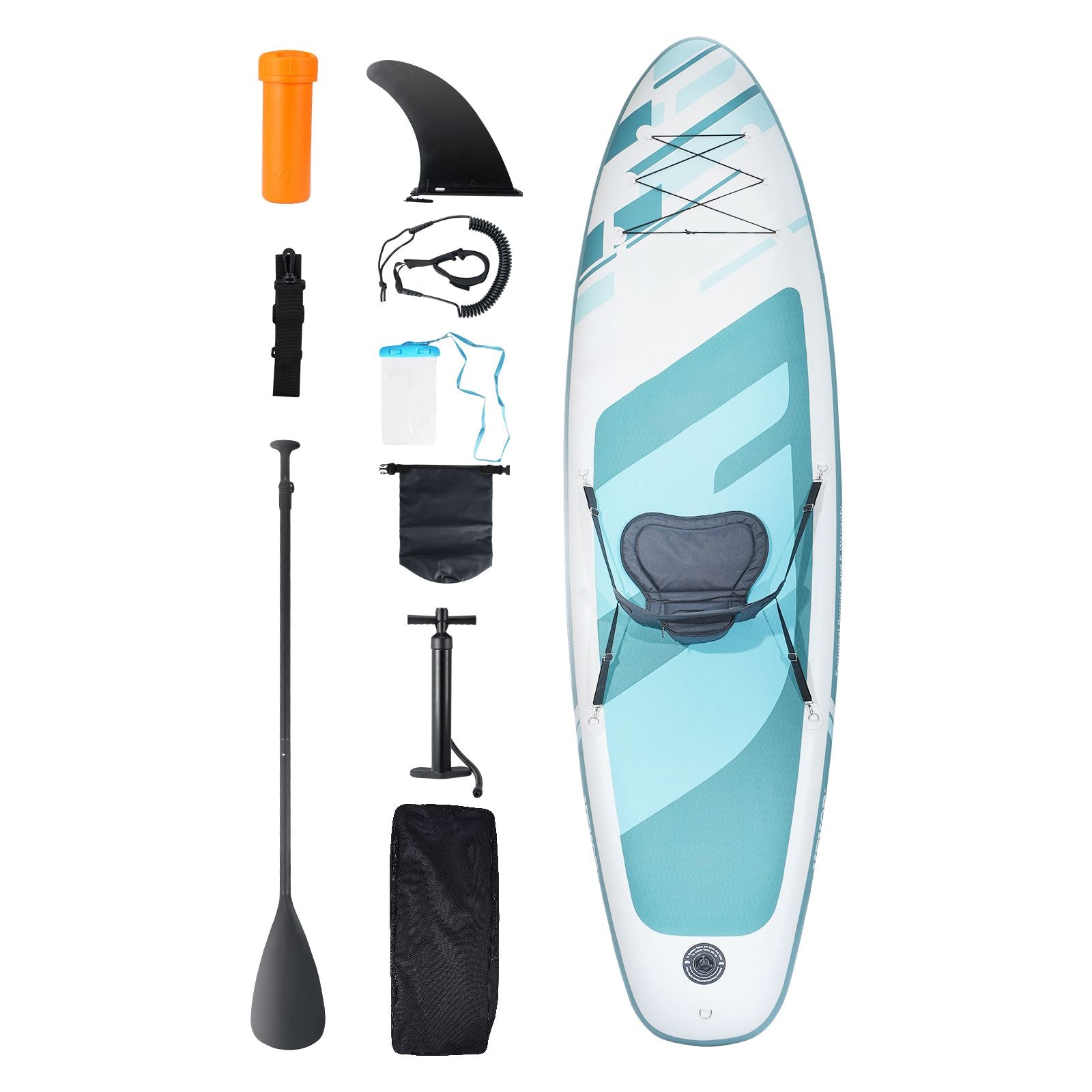 Inflatable Stand Up Paddle Board, 152 mm SUP Paddleboard with Removable Kayak Seat, Board Accessories, Pump, Paddle, Fin, Backpack, Ankle Leash, and Repair Kit, for Youth & Adults