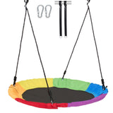 Tree Swing, 40 Inch Saucer Swing, 750lbs Weight Capacity, 900D Oxford Fabric Swing Seat with 2 Tree Hanging Straps and Adjustable Multi-Strand Ropes, Round Swing for Kids Outdoor, Multicolor