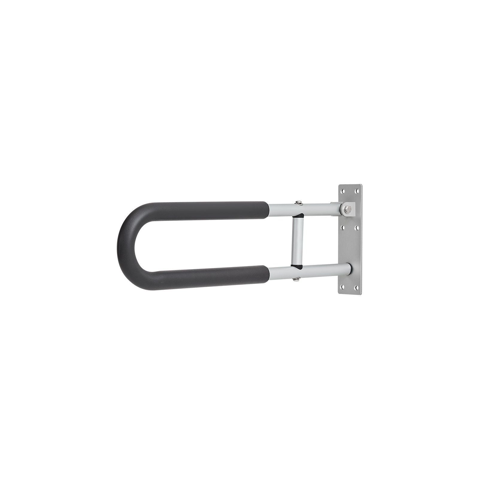 Toilet Safety Rail, 60.5 cm U-Shaped Handicap Grab Bar, Foldable Senior Safety Pole, Flip Up Toilet Grab Bars with Anti-Slip Support Handle, 136 kg Load Capacity for Elderly, Disabled, Pregnant