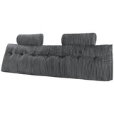 Headboard Pillow, King Size Wedge Headboard Pillow with 2 Side Pockets and 2 Headrests, Bed Wedge Pillow with Washable Flannel Cloth, for Reading, Gaming, Resting, Working in Bed, Grey