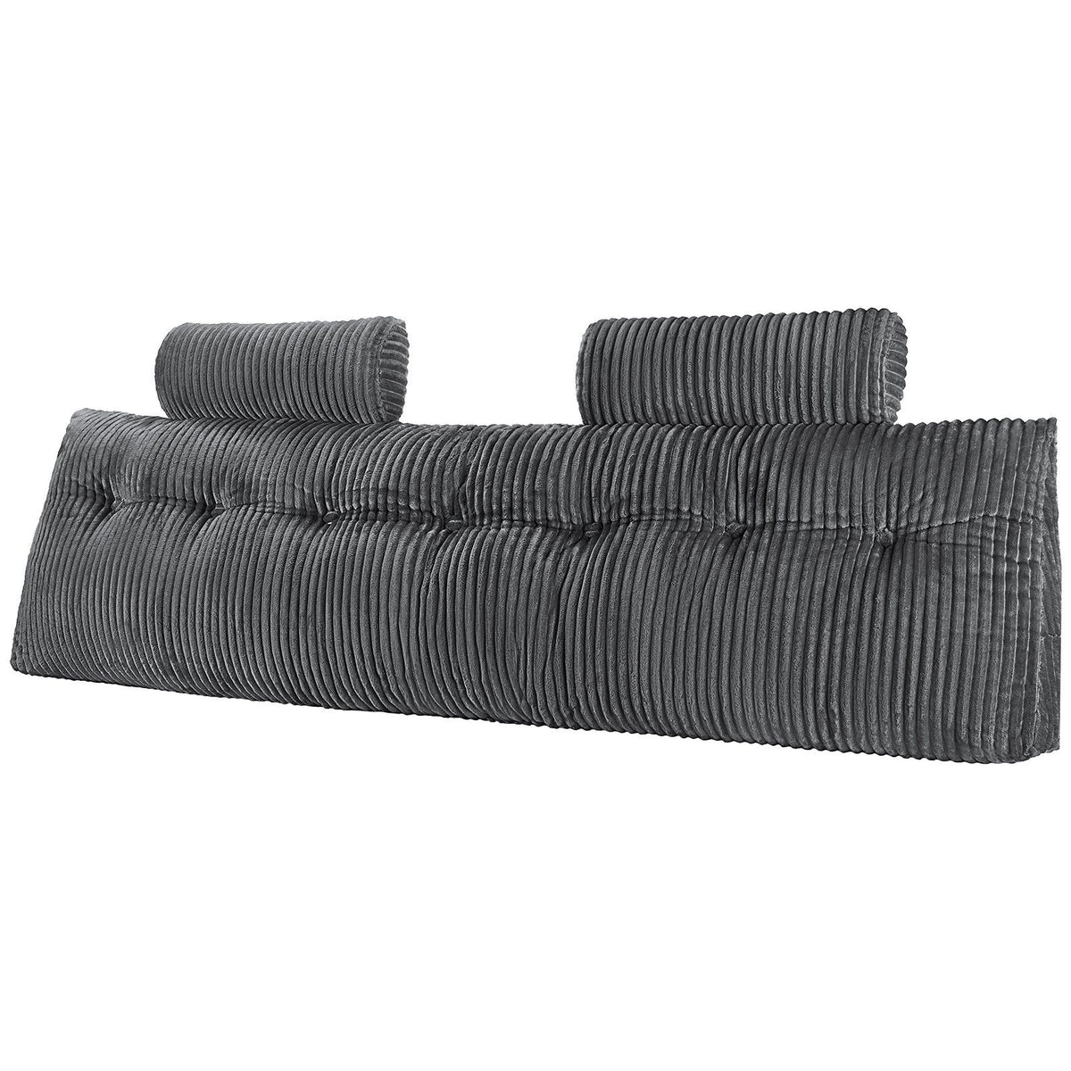 Headboard Pillow, King Size Wedge Headboard Pillow with 2 Side Pockets and 2 Headrests, Bed Wedge Pillow with Washable Flannel Cloth, for Reading, Gaming, Resting, Working in Bed, Grey