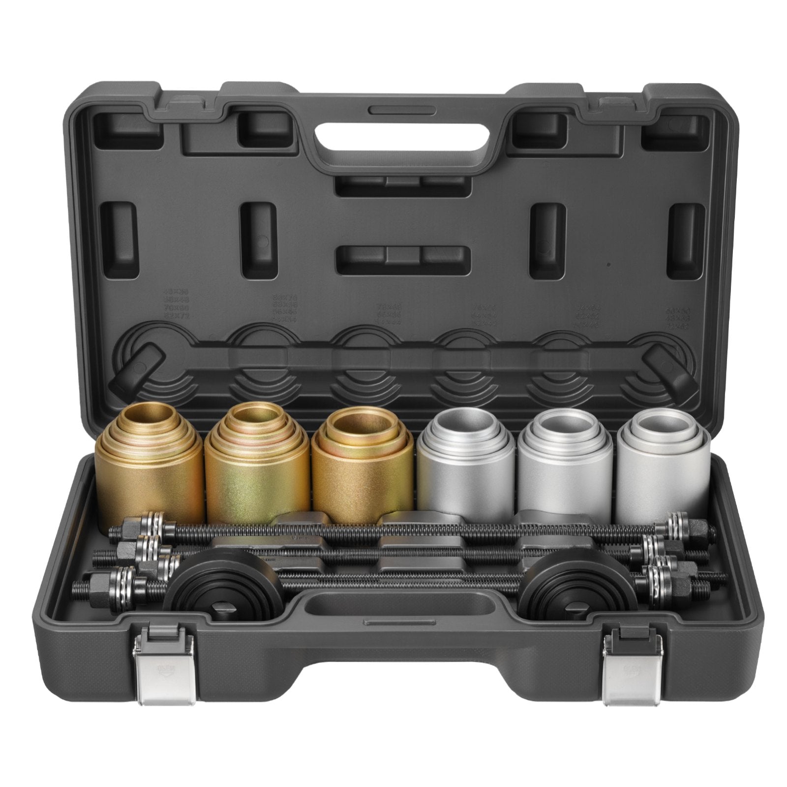 VEVOR Pull and Press Sleeve Kit, 26 PCS, Steel Bush Removal Insertion Sleeve Tools with Carrying Case, Compatible with LCV and HGV Engines, for Removing and Installing Bushings, Bearings, and Seals