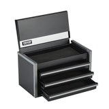 Metal Tool Box, 8.6-inch, Portable Metal Tool Box with 3 Drawers, Small Tool Chest with EVA Liners and PP Feet Pads, Heavy-Duty Steel With Ball Bearing Opening and Powder Coated Finish, Black
