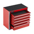 Metal Tool Box, 8.6-inch, Portable Metal Tool Box with 5 Drawers, Small Tool Chest with EVA Liners and PP Feet Pads, Heavy-Duty Steel With Ball Bearing Opening and Powder Coated Finish, Red