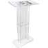 Acrylic Podium, 47" Tall, Clear Acrylic Podium Stand with Wide Reading Surface & Storage Shelf, Floor-standing Clear Pulpits Acrylic for Church Office School
