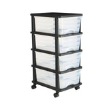 Plastic Storage Drawers Cart, 4 Drawers Storage Organizer with Wheels, Rolling Closet Organization and Storage Dividers, Dresser Organizer Clear Bins for Office Supplies, Craft Rooms, Classrooms