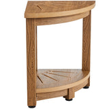 Corner Shower Bench, 16.5" Height 12.8" Radius, Faux Wood Grain Polystyrene, 158KGS with Storage Shelf, Water Resistant, Shower Stool for Inside & Outside Shower, for Bathroom, Living Room