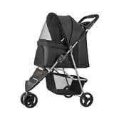 Pet Stroller, 16KG Weight Capacity, Foldable Dog Stroller Cart, 3 Wheels Cats Strollers with Mesh Windows and Cup Holders, Portable Pet Carrier Strollers with Brake, for Small to Medium Pets