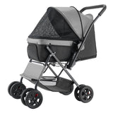 Pet Stroller, 20KG Weight Capacity, Foldable Dog Stroller Cart, 4 Wheels Cats Stroller with Mesh Windows & Revrsible Handle, Portable Pet Carrier Stroller with Brake, for Small to Medium Pets