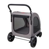Pet Stroller, 4 Wheels Dog Stroller with Brakes, 160lbs Weight Capacity, Portable Puppy Stroller Carrier with Breathable Mesh Windows & Height-Adjustable Height, Animal Stroller for Cats & Dogs