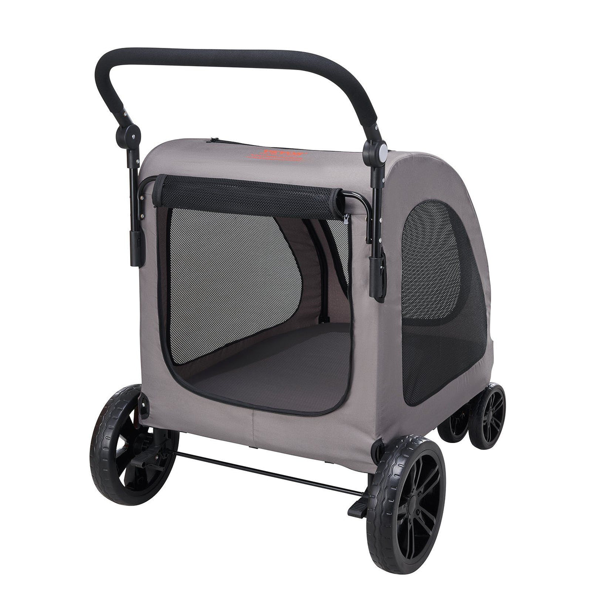 Pet Stroller, 4 Wheels Dog Stroller with Brakes, 160lbs Weight Capacity, Portable Puppy Stroller Carrier with Breathable Mesh Windows & Height-Adjustable Height, Animal Stroller for Cats & Dogs