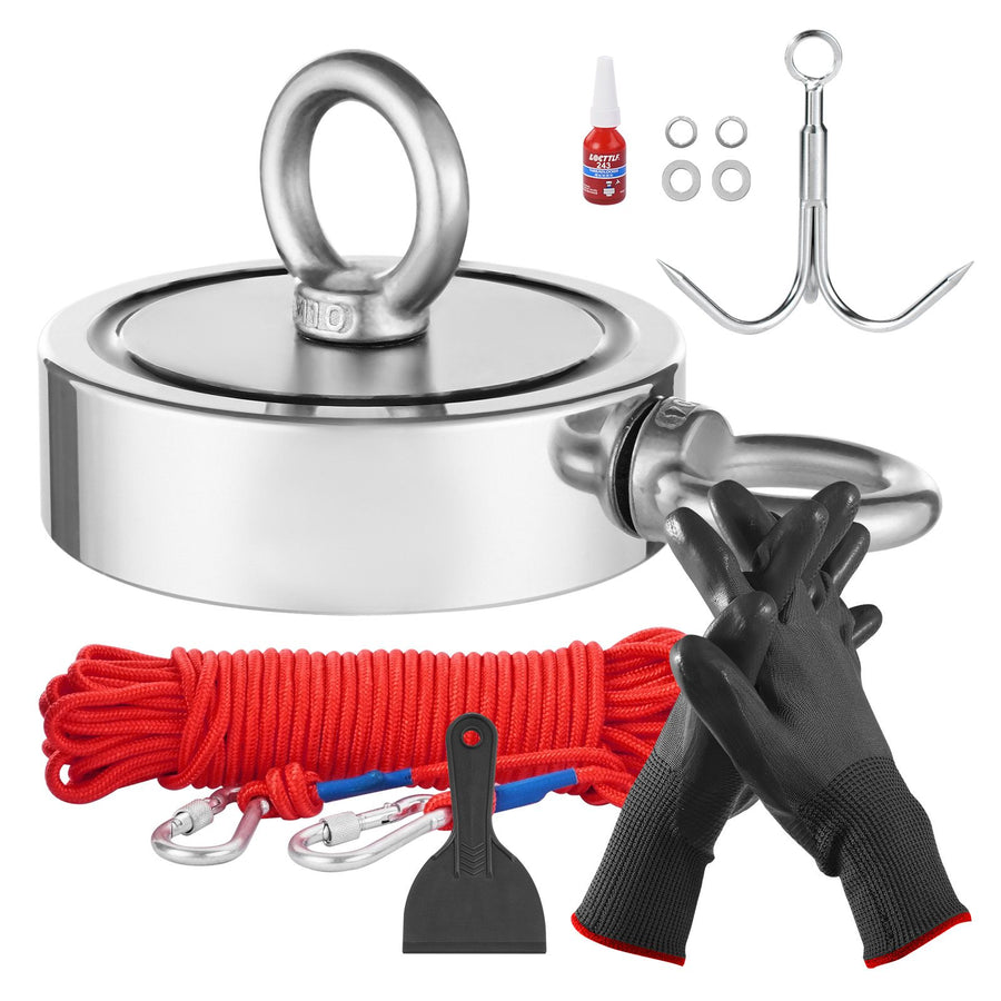 771 Kg Strong Fishing Magnet Kit Double Sided Pull Force Rope Carabiner