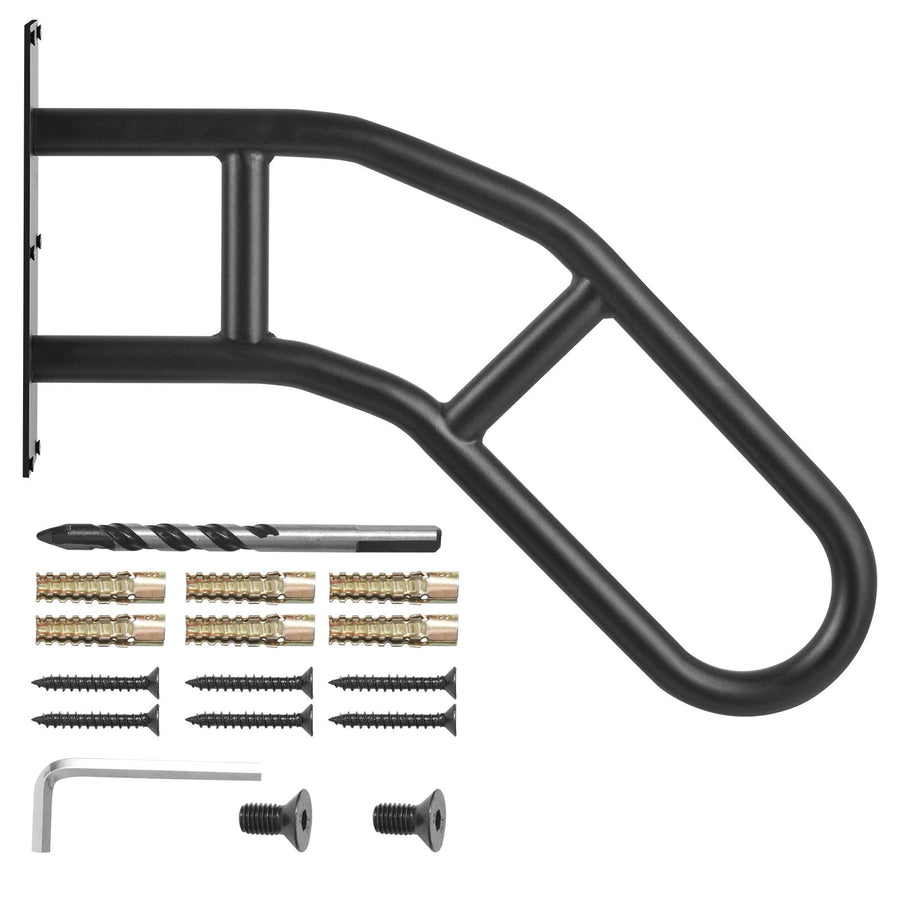 Handrails for Outdoor Steps, 32" Length Wall Mount Safety Railings for 1-3 Steps, U-Shaped Handrail with Matte Black Finished, Stair Handrails for Kids, Elderly, Pregnant Women, Disabled
