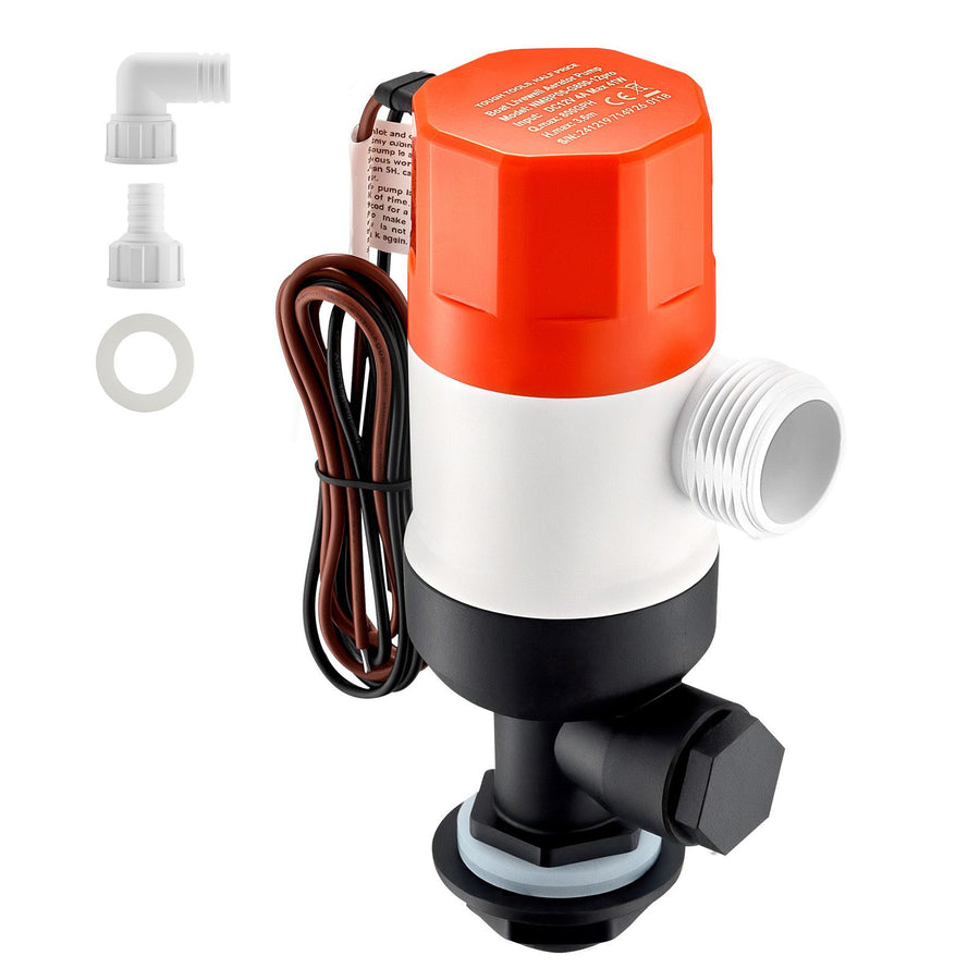 Livewell Pump for Boat, 12V 800 GPH Straight Livewell Aerator Pump with Dual Inlet, ABA Housing & Detachable Motor Cartridge, Corrosion-Resistant Livewell/Baitwell Pump for Freshwater Saltwater