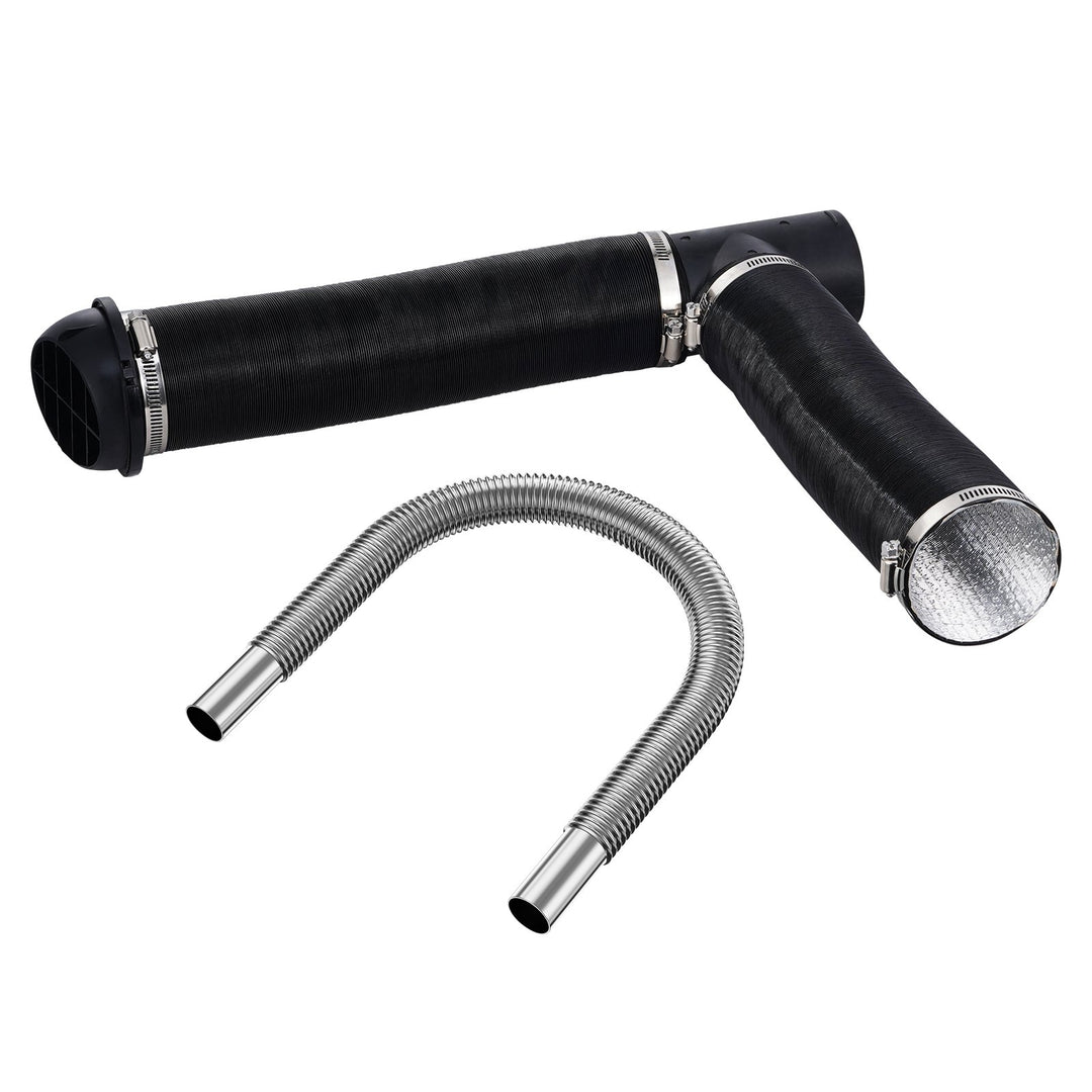 VEVOR Diesel Heater Pipe Ducting Set, 3" Extendable Air Duct Hose, 1" Stainless Steel Exhaust Pipe, 2 Air Vents, Tee Air Outlet Connector and Hose Clamps, for 2KW/5KW/8KW Diesel Parking Heaters