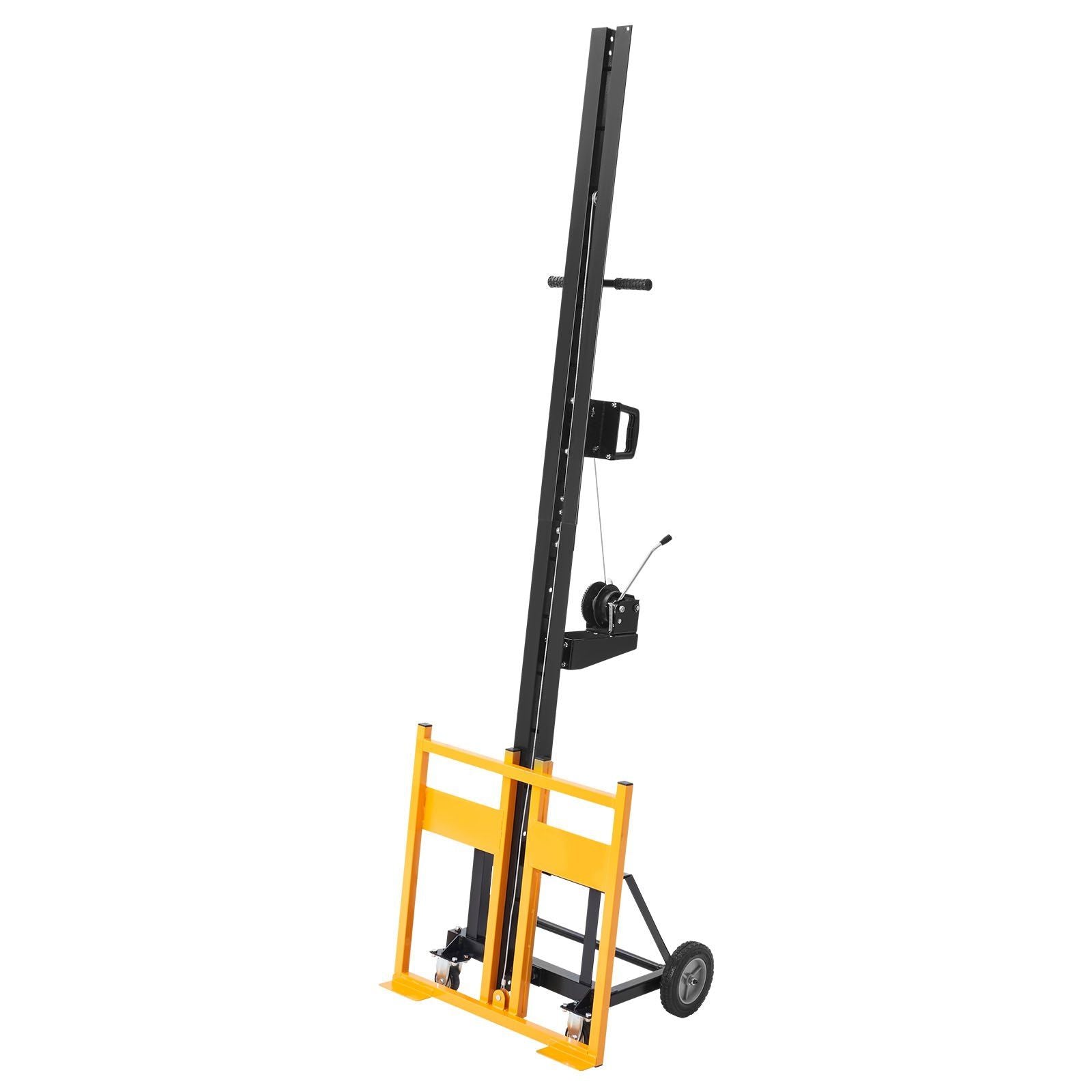 Drywall Lift, Heavy-Duty 68 kg Sheetrock Hoist for Wall Installation, One Person Drywall Installation, 1219x4878 mm Max. Panel Vertical Lifter with Wheels, Easy Transport (Yellow)