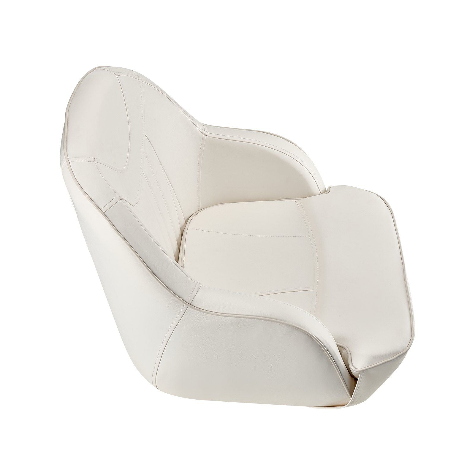 Boat Seat, Low Backrest, Boat Seat Captain Bucket Seat with Thickened Sponge Cushion & Waterproof PVC Leather, Ergonomic Design, Suitable for Fishing Boats, Yachts, Ships, White