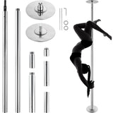 Professional Dancing Pole, Spinning Static Dancing Pole Kit, Portable Removable Pole, 45mm Heavy-Duty Stainless Steel Pole, Height Adjustable Fitness Pole, for Exercise Home Club Gym, Silver