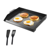 Carbon Steel Griddle, 22x16 inch Universal Flat Top Rectangular Plate, Gas Grill Griddle for BBQ Grill, Teppanyaki, Portable Family Cookware, for Camping Tailgating Party, Black