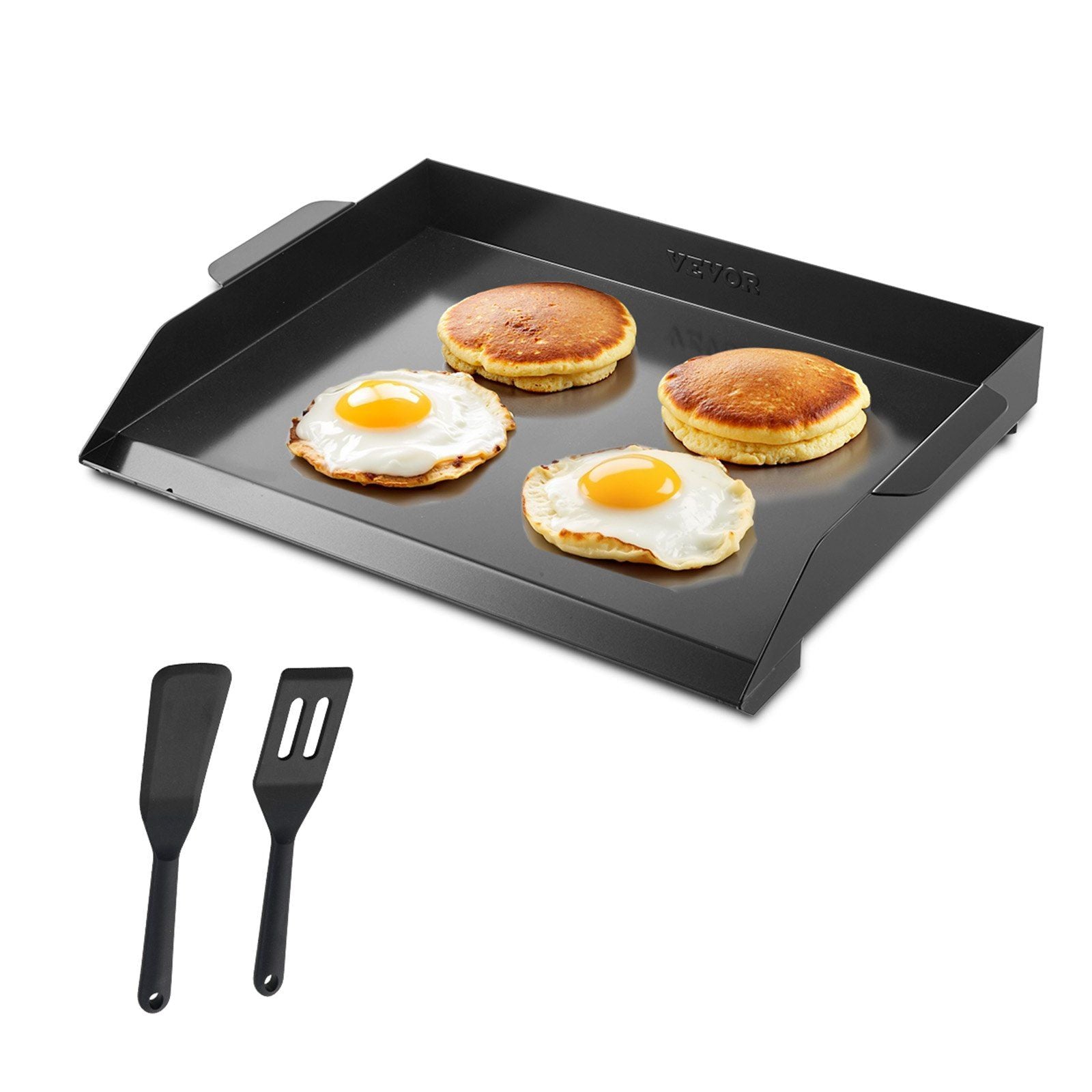 Carbon Steel Griddle, 22x16 inch Universal Flat Top Rectangular Plate, Gas Grill Griddle for BBQ Grill, Teppanyaki, Portable Family Cookware, for Camping Tailgating Party, Black