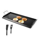 Carbon Steel Griddle, 32x14 inch Universal Flat Top Rectangular Plate, Gas Grill Griddle for BBQ Grill, Teppanyaki, Portable Family Cookware with Handle, for Camping Tailgating Party