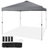 Pop Up Canopy Tent, 10 x 10 ft, 250 D PU Silver Coated Tarp, with Portable Roller Bag and 4 Sandbags, Waterproof and Sun Shelter Gazebo for Outdoor Party, Camping, Commercial Events, Dark Gray