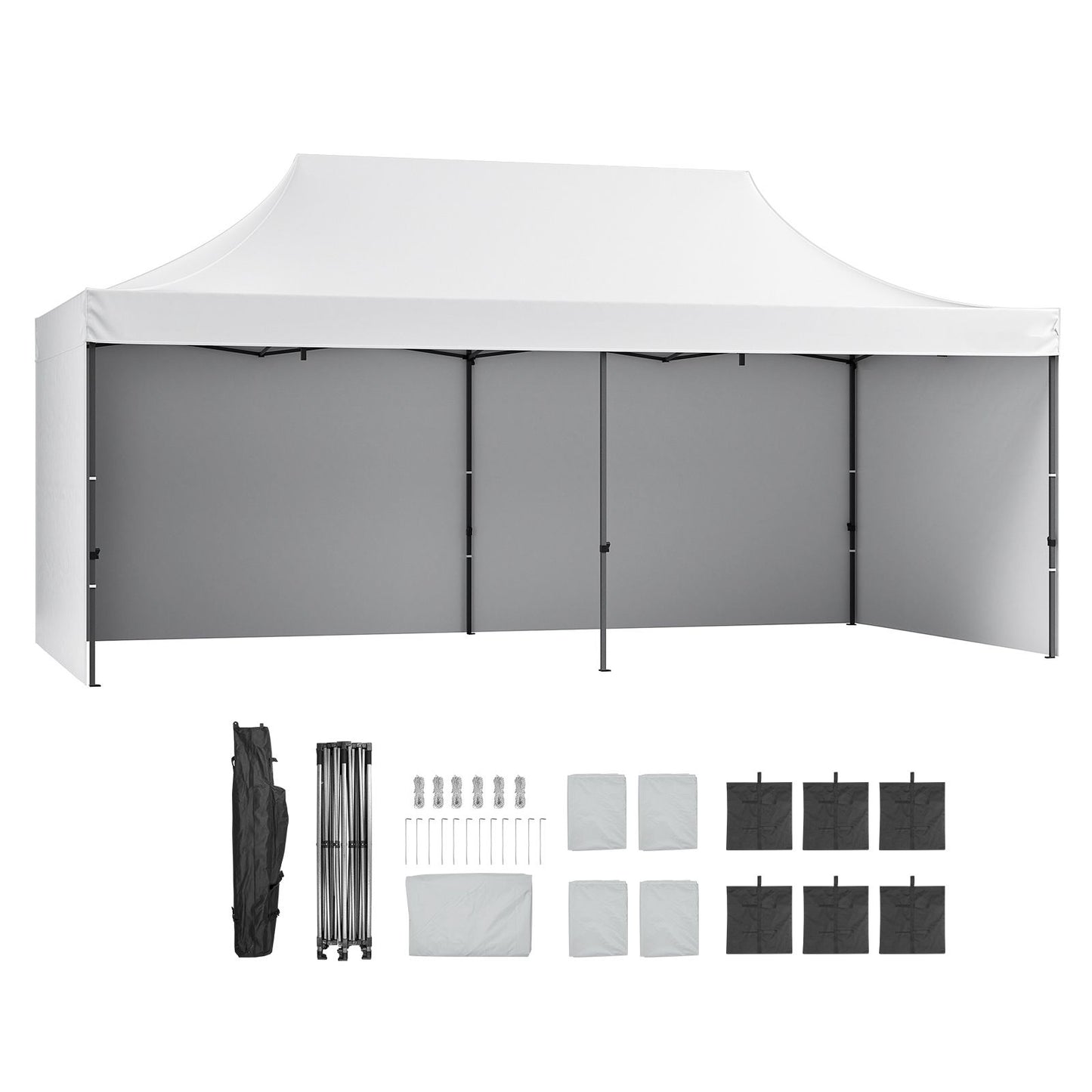 Pop Up Canopy Tent Outdoor Gazebo Tent 10x20FT with Sidewalls & Bag White
