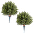 Artificial Topiary Cypress Trees with Ground Spike, 2 Set 406mm Faux Shrubs & Bushes Potted Plants, Fake Silk Tree Look Real for Decor Front Porch Outdoor Indoor Patio Garden Balcony Backyard