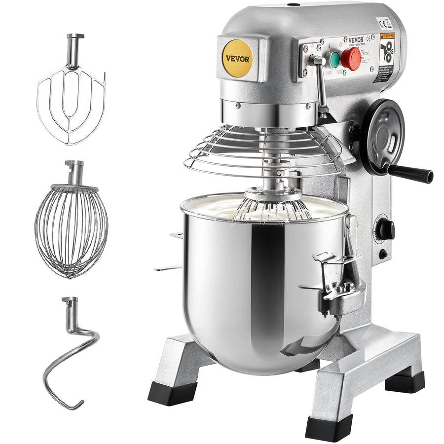 VEVOR Commercial Stand Mixer, 850W Heavy Duty Electric Food Mixer, 15Qt Stainless Steel Bowl with 3 Speeds Adjustable 113/184/341 RPM, Dough Hook Whisk Beater Included, Perfect for Bakery Pizzeria