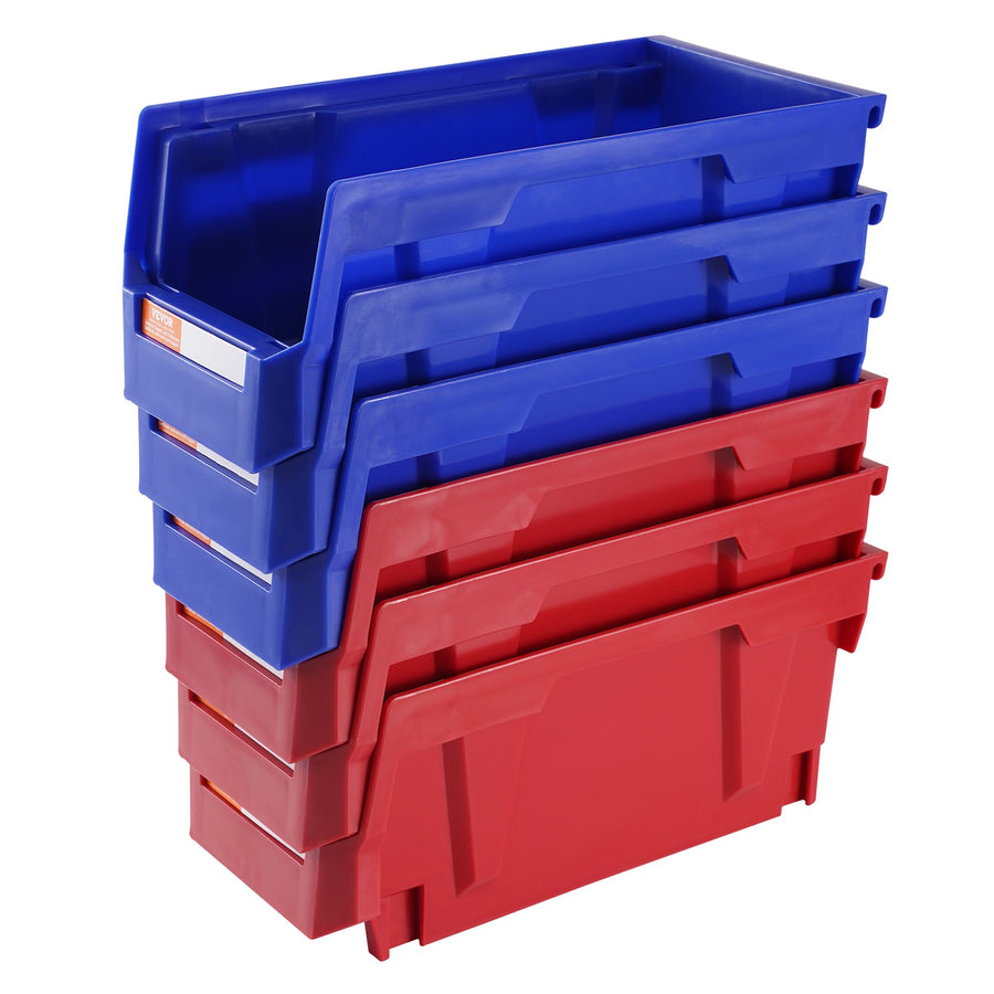 VEVOR Plastic Storage Bin, (276 mm x 139 mm x 128 mm), Hanging Stackable Storage Organizer Bin, Blue/Red, 12-Pack, Heavy Duty Stacking Containers for Closet, Kitchen, Office, or Pantry Organization