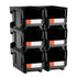 Plastic Stackable Storage Bins, 37.7 x 21.5 x 18 cm (6 Pack), Plastic Containers for Organizing and Storage Bins for Closet, Garage, Small Parts, Office Supplies and Other Accessories, Black