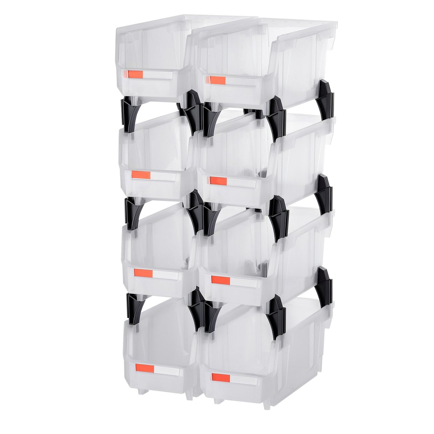 Plastic Stackable Storage Bins, 27.6 x 14 x 13 cm (8 Pack), Plastic Containers for Organizing & Storage Bins for Closet, Garage, Small Parts, Office Supplies, Other Accessories, Transparent